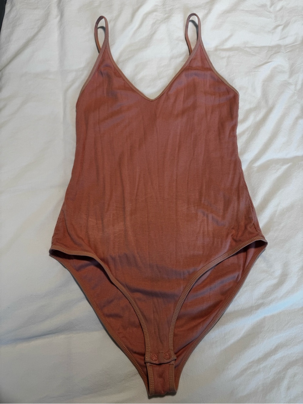 Talula Ribbed One-Piece Bodysuit in Rose